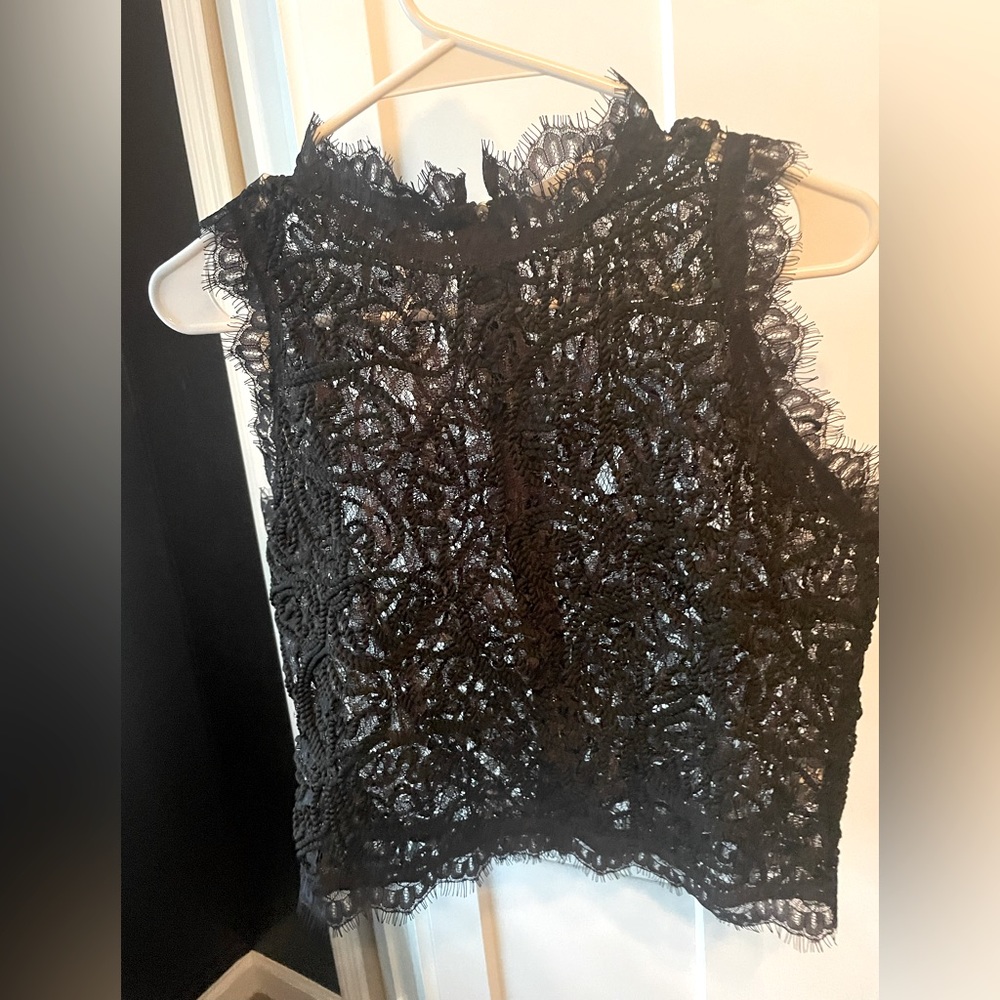 Black lace cropped top